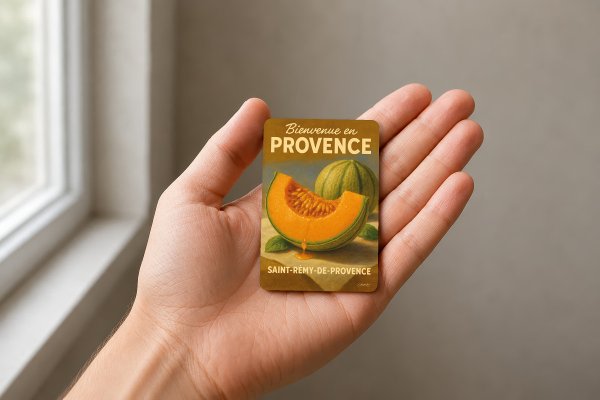 Mockup magnet 11 — Magnet Melon de Saint-Rémy – Chair d’Été