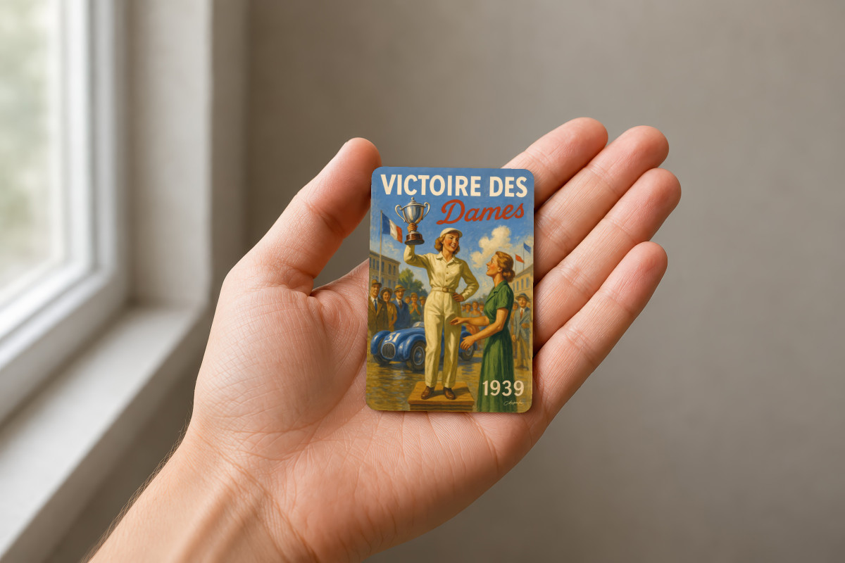 Mockup magnet 11 — Magnet Championne en Blanc – 1939