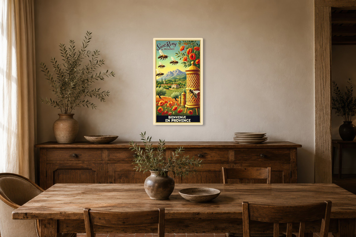 V01-01, Affiche vintage Provence - Les Trésors du Rucher Provençal