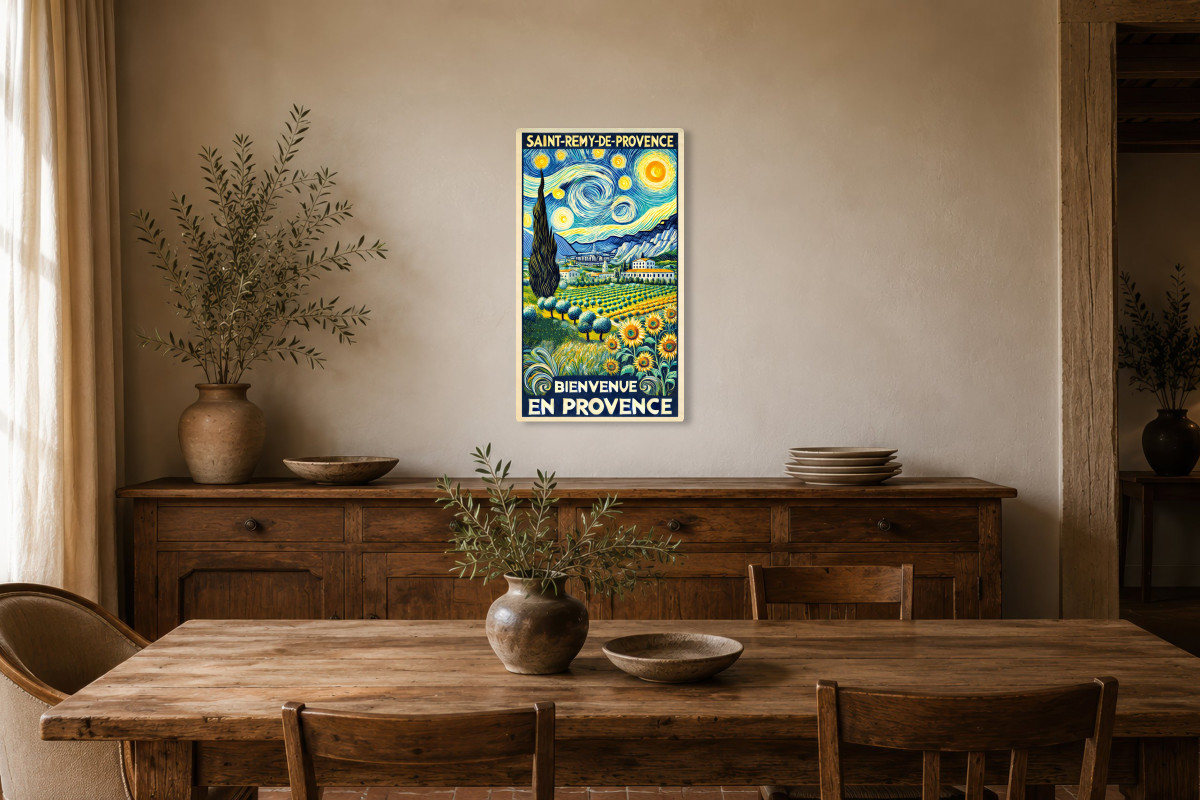 V01-01, Affiche vintage Provence - Saint-Rémy-de-Provence : Sous les Étoiles de Vincent