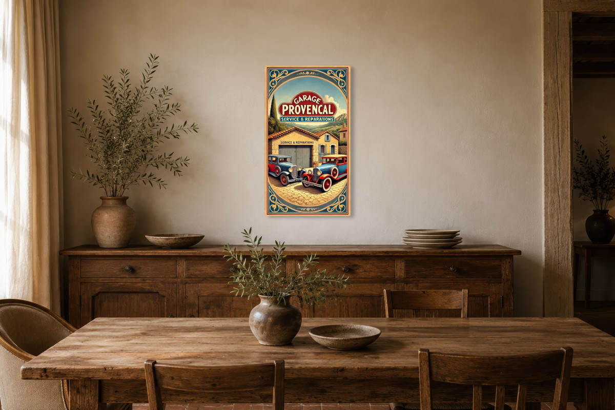 V01-01, Affiche vintage Provence - Garage Provençal - Service et Réparations Vintage