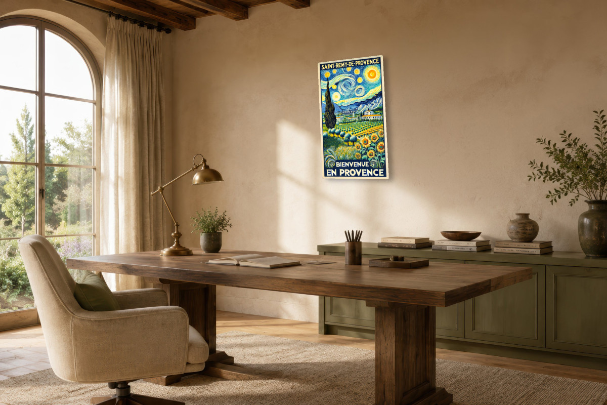 V01-08, Affiche vintage Provence - Saint-Rémy-de-Provence : Sous les Étoiles de Vincent
