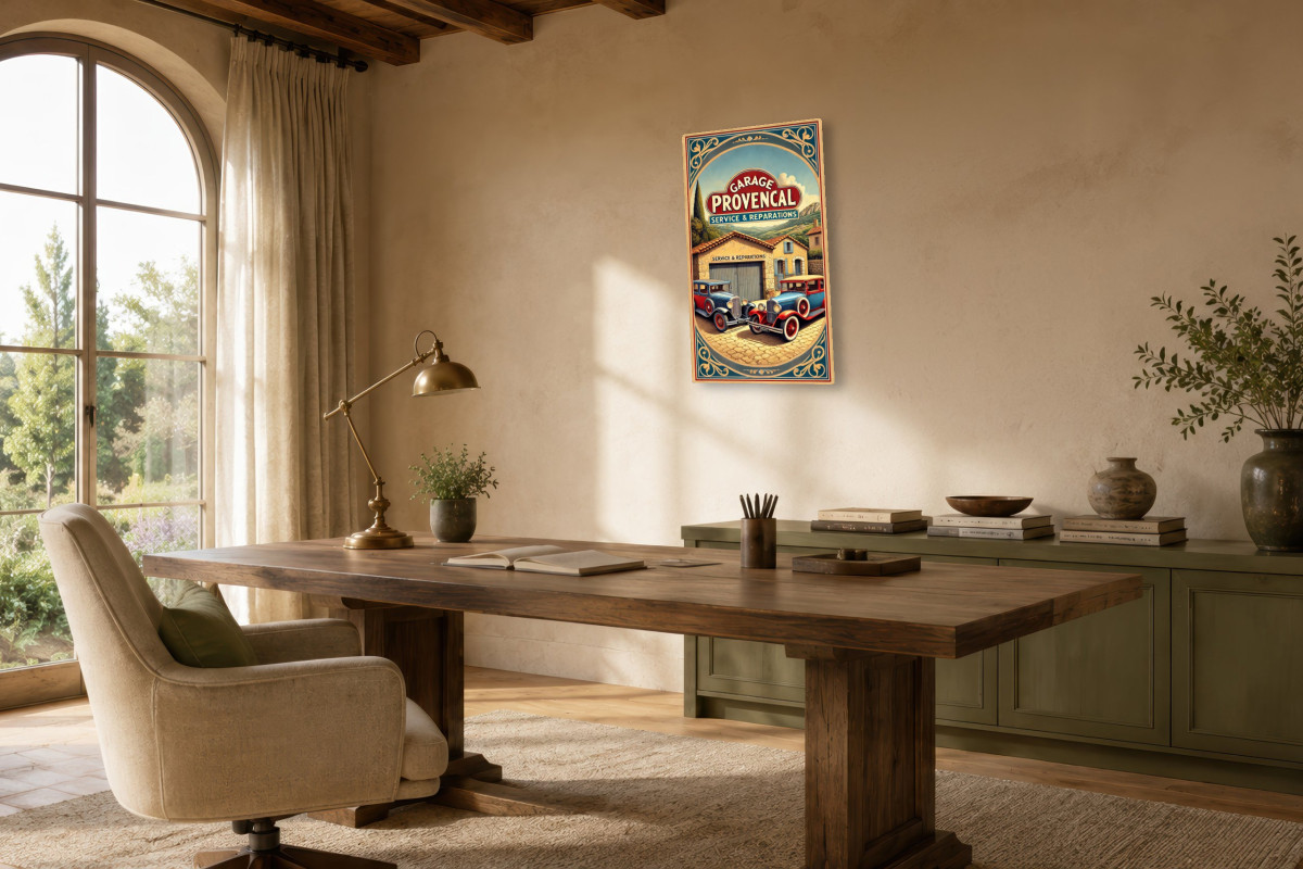 V01-08, Affiche vintage Provence - Garage Provençal - Service et Réparations Vintage