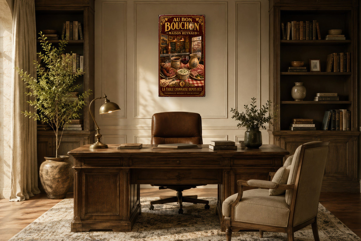 V01-09, Affiche vintage Lyon - Au Bon Bouchon - Maison Reynaud