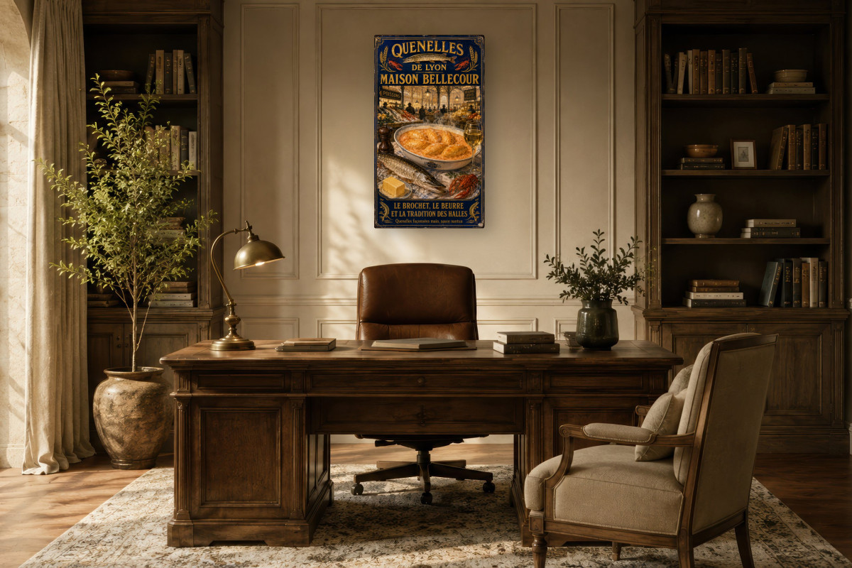 V01-09, Affiche vintage Lyon - Quenelles de Lyon - Maison Bellecour