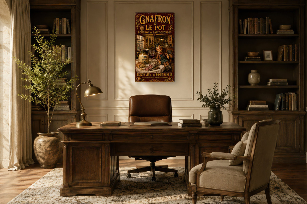 V01-09, Affiche vintage Lyon - Gnafron & le Pot - Bouchon de Saint-Georges