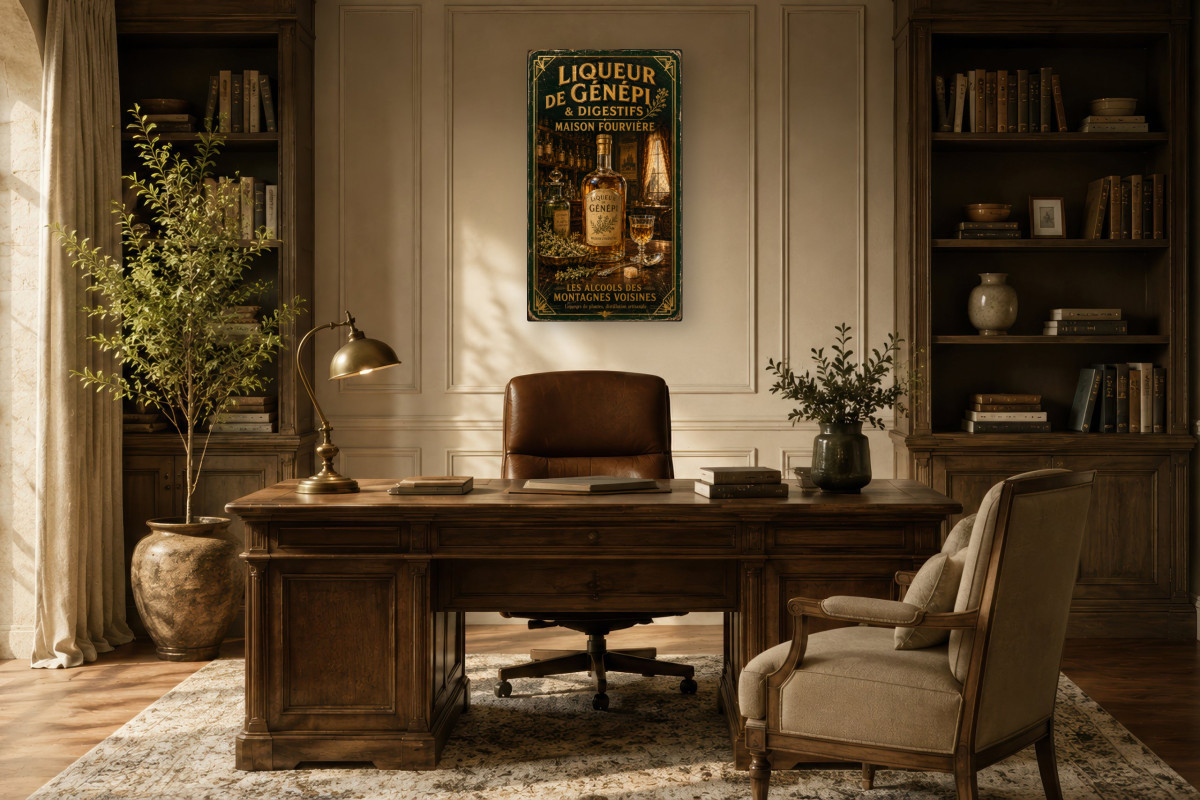 V01-09, Affiche vintage Lyon - Liqueur de Génépi & Digestifs - Maison Fourvière