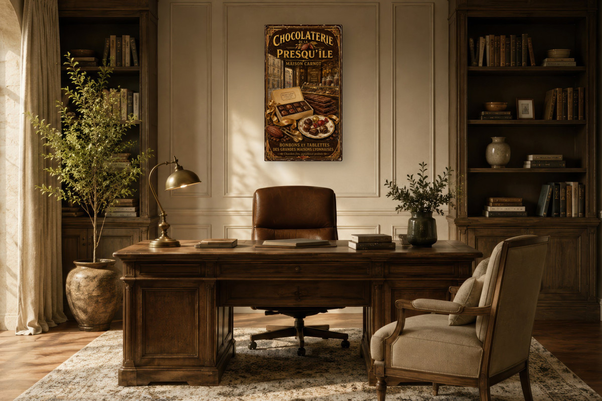 V01-09, Affiche vintage Lyon - Chocolaterie de la Presqu'île - Maison Carnot