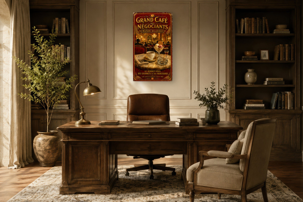V01-09, Affiche vintage Lyon - Grand Café des Négociants - Maison Bellecour