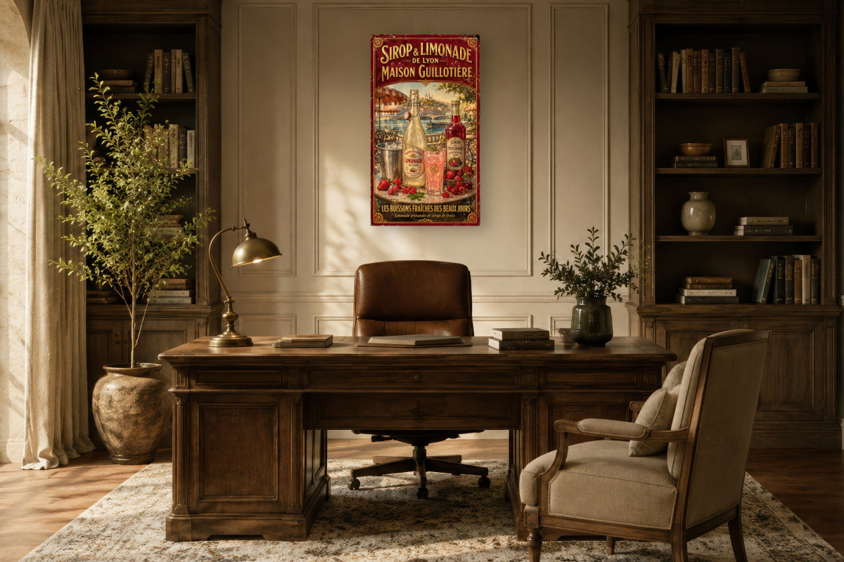 V01-09, Affiche vintage Lyon - Sirop & Limonade de Lyon - Maison Guillotière