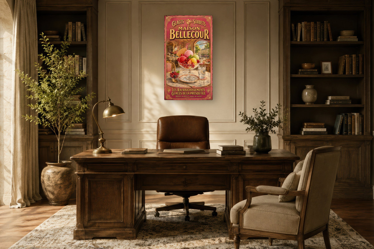 V01-09, Affiche vintage Lyon - Glaces & Sorbets - Maison Bellecour