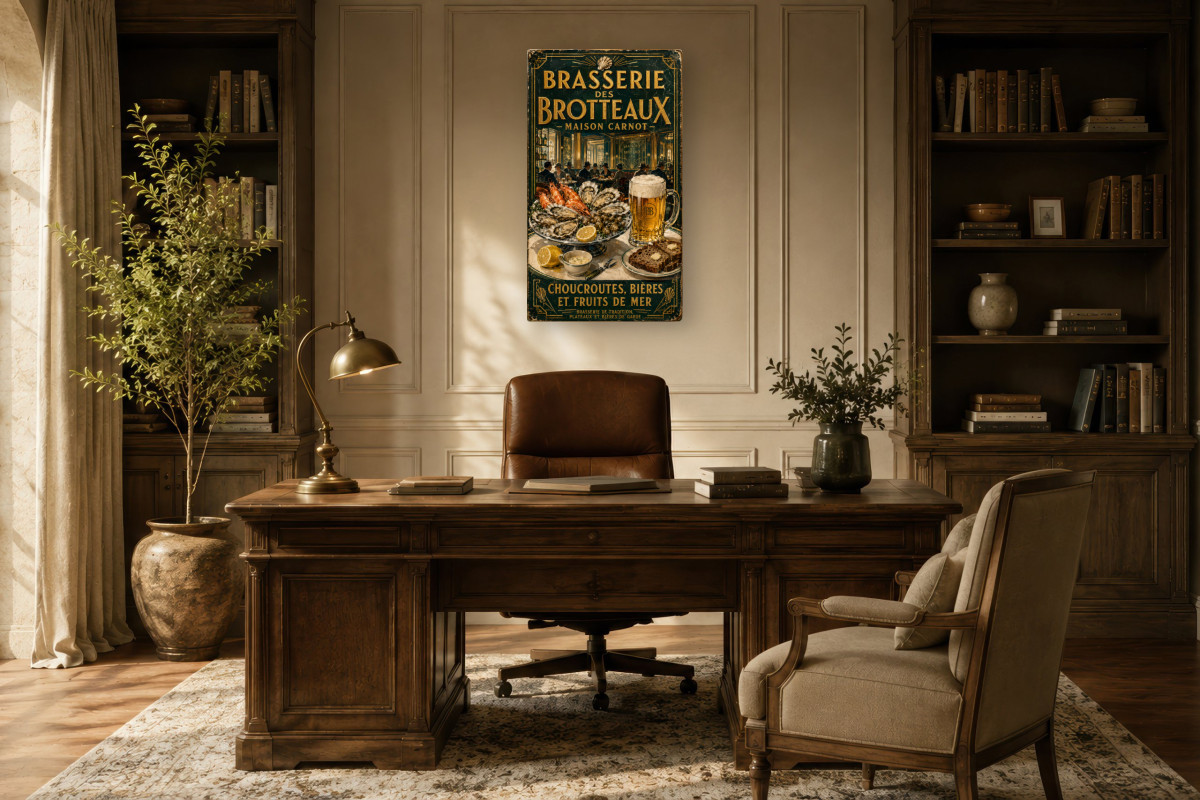 V01-09, Affiche vintage Lyon - Brasserie des Brotteaux - Maison Carnot