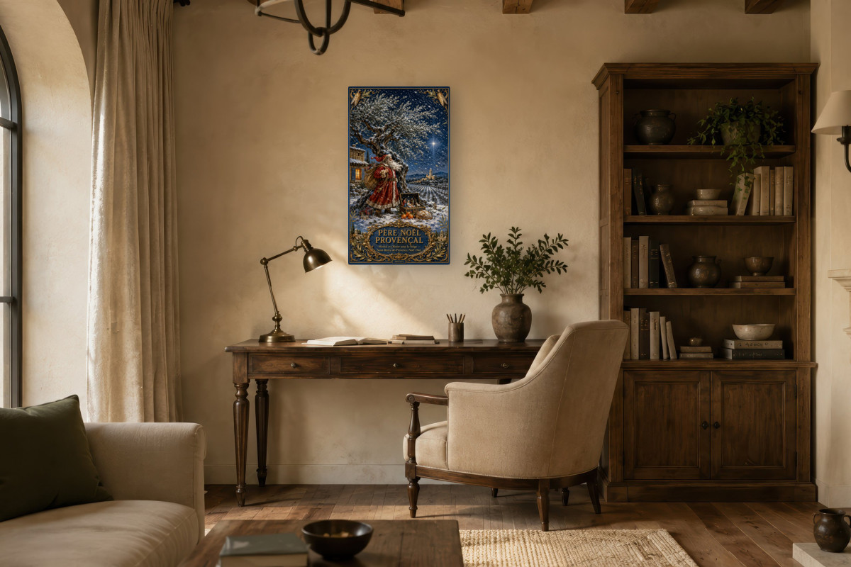 V01-11, Affiche vintage Noël - Père Noël Provençal