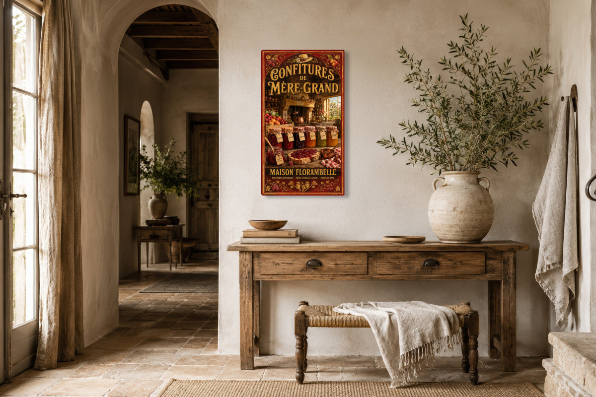 V01-12, Affiche vintage goûter - Confitures de Mère-Grand