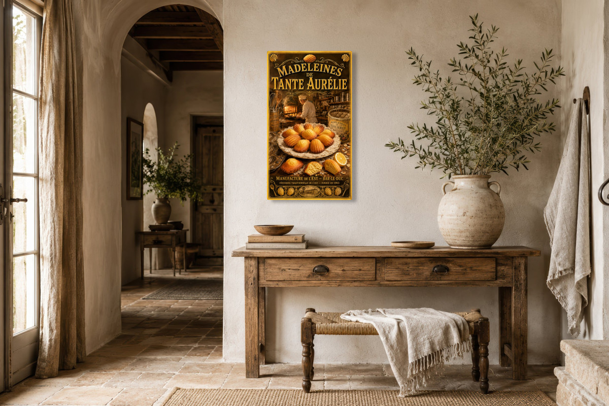 V01-12, Affiche vintage goûter - Madeleines de Tante Aurélie