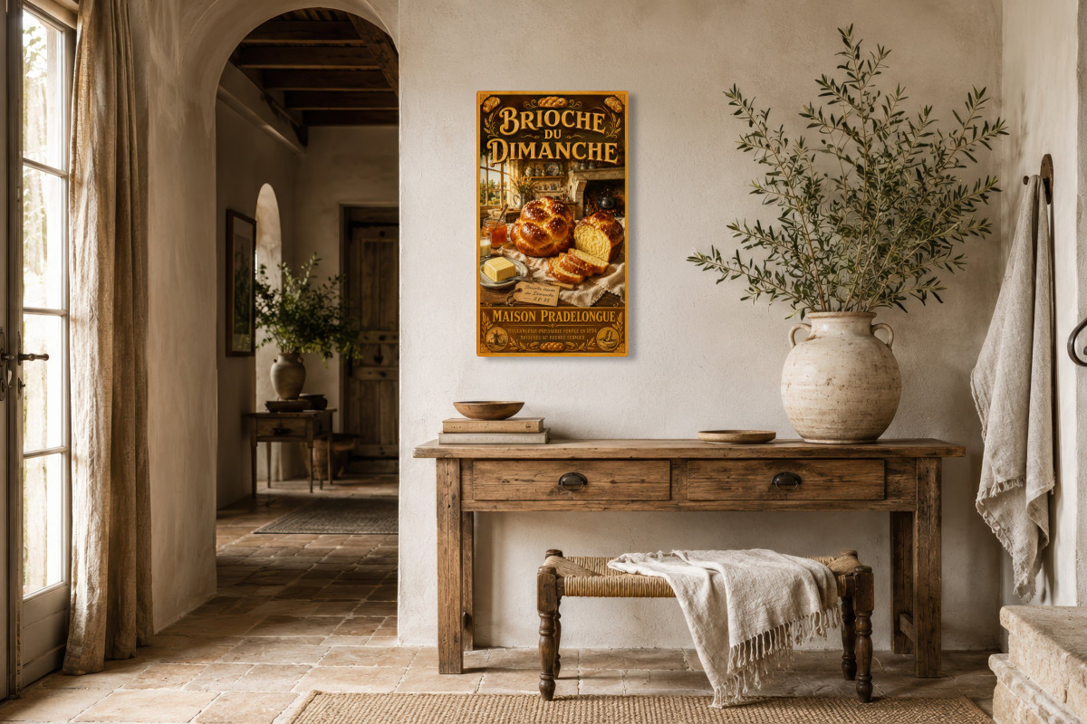 V01-12, Affiche vintage goûter - Brioche du Dimanche