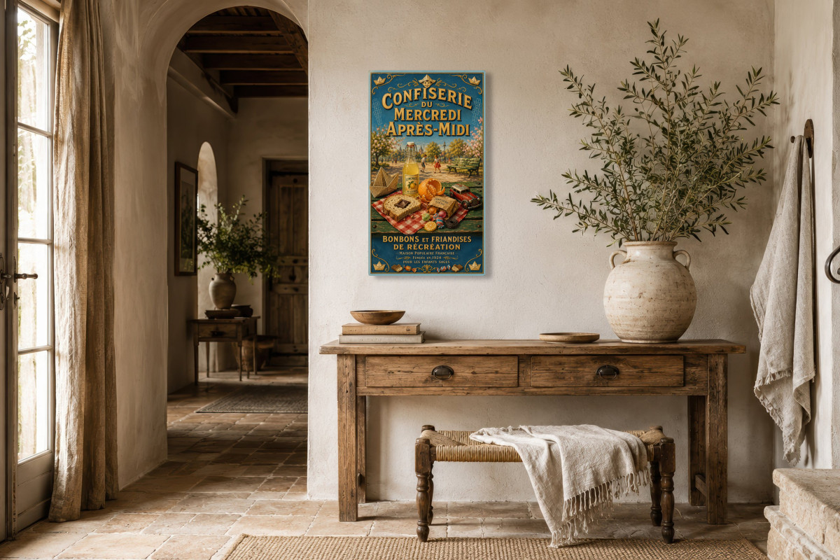 V01-12, Affiche vintage goûter - Confiserie du Mercredi Après-Midi