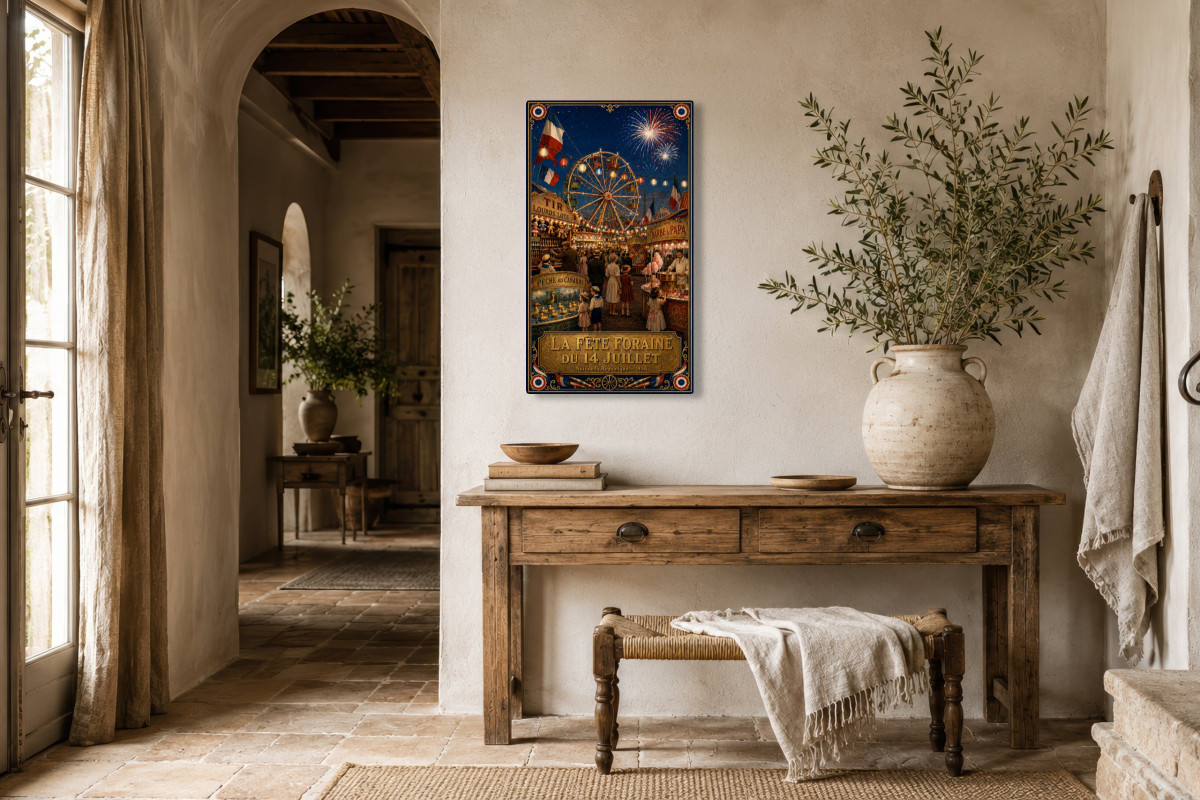 V01-12, Affiche vintage enfance - Le Voilier sur le Bassin