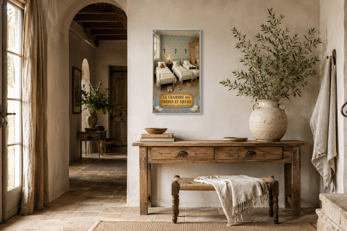 V01-12, Affiche vintage enfance - La Chambre des Frères et Sœurs