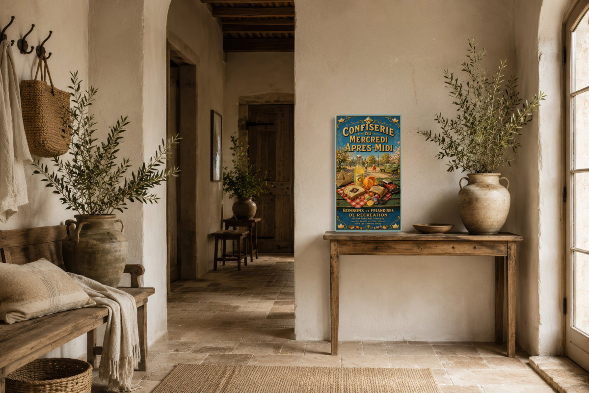 V01-13, Affiche vintage goûter - Confiserie du Mercredi Après-Midi