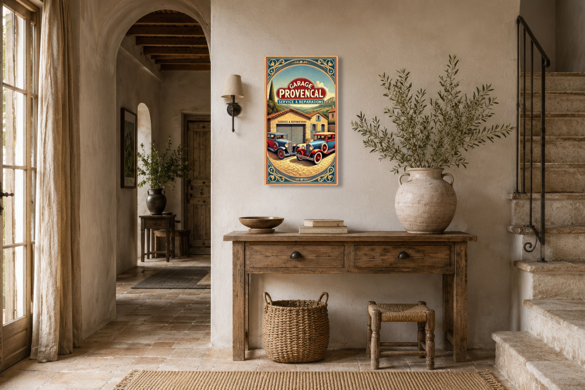 V01-14, Affiche vintage Provence - Garage Provençal - Service et Réparations Vintage