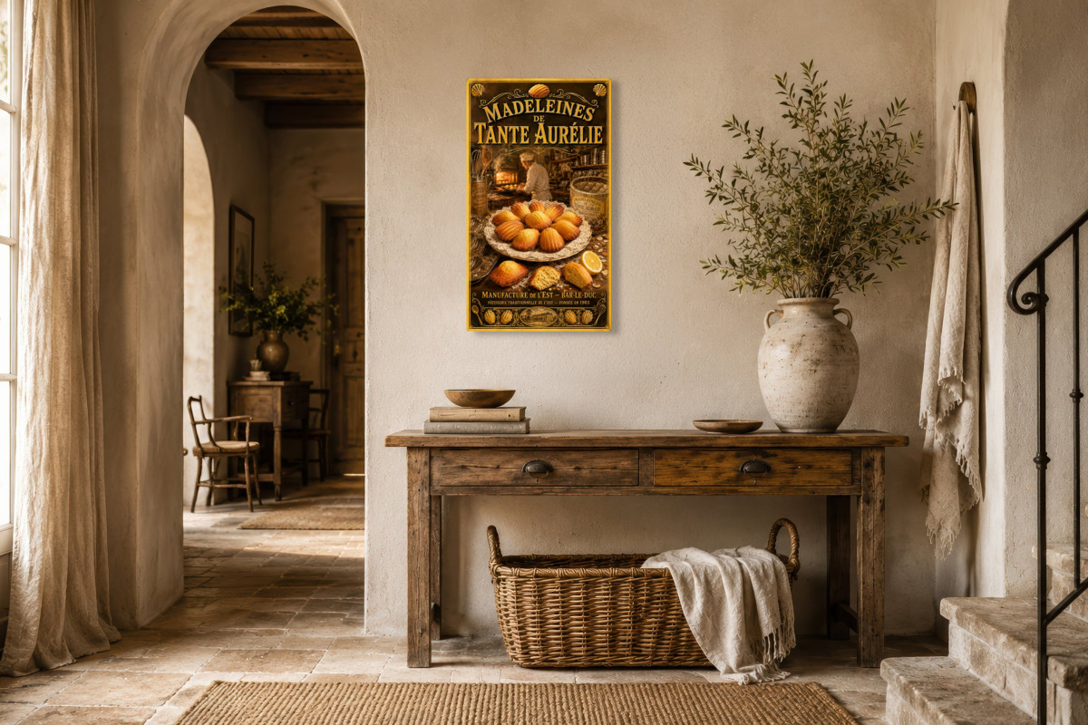 V01-16, Affiche vintage goûter - Madeleines de Tante Aurélie