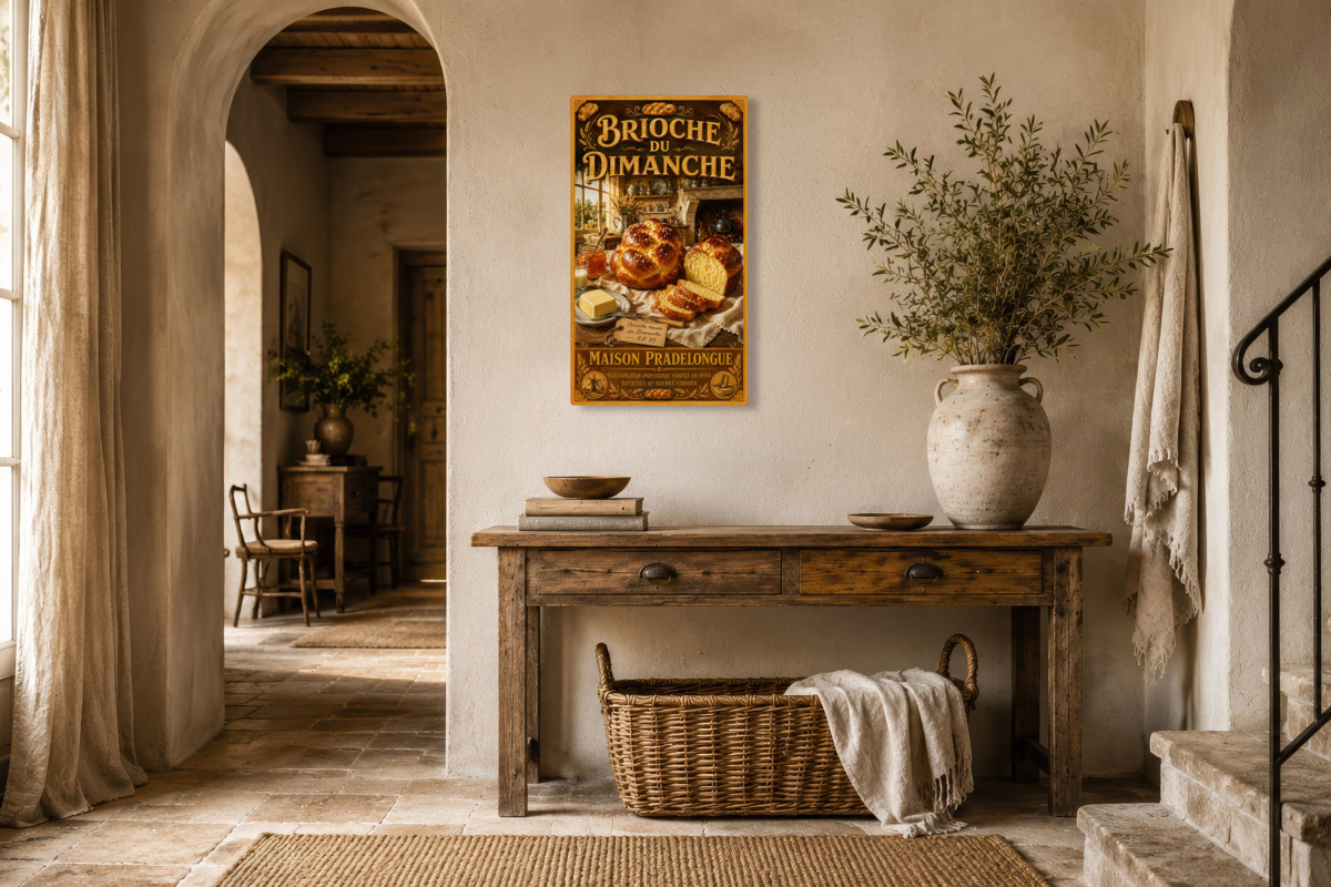 V01-16, Affiche vintage goûter - Brioche du Dimanche