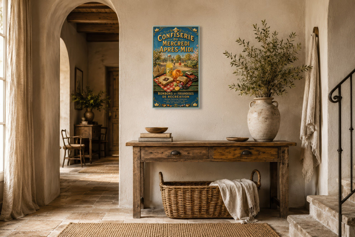 V01-16, Affiche vintage goûter - Confiserie du Mercredi Après-Midi