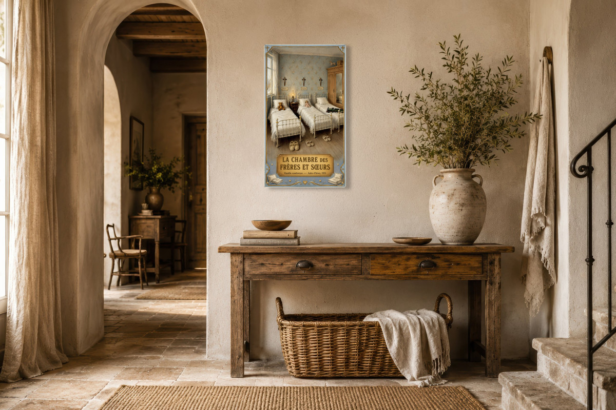 V01-16, Affiche vintage enfance - La Chambre des Frères et Sœurs