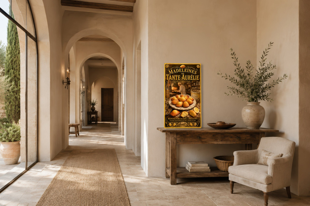 V01-23, Affiche vintage goûter - Madeleines de Tante Aurélie