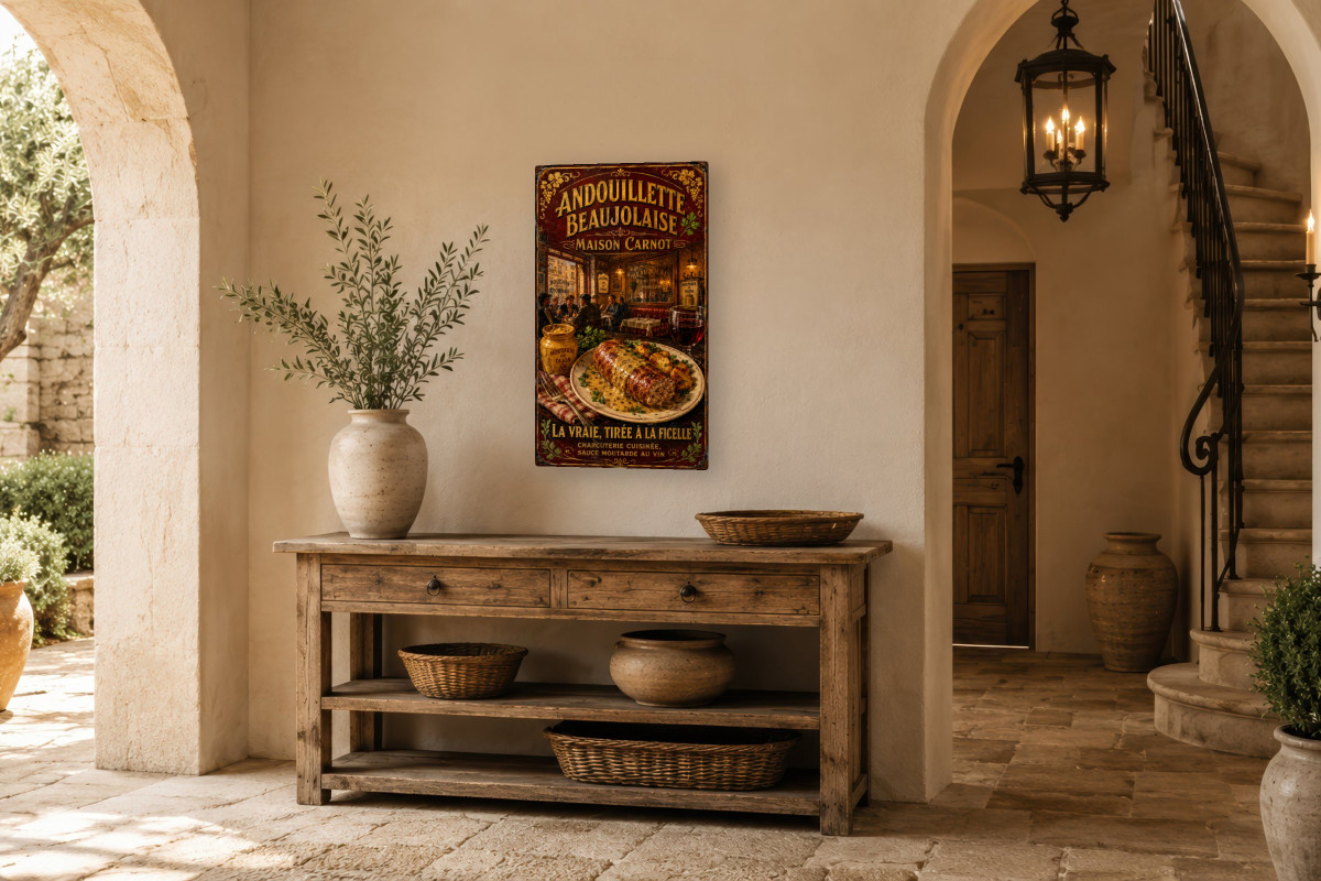 V01-24, Affiche vintage Lyon - Andouillette Beaujolaise - Maison Carnot