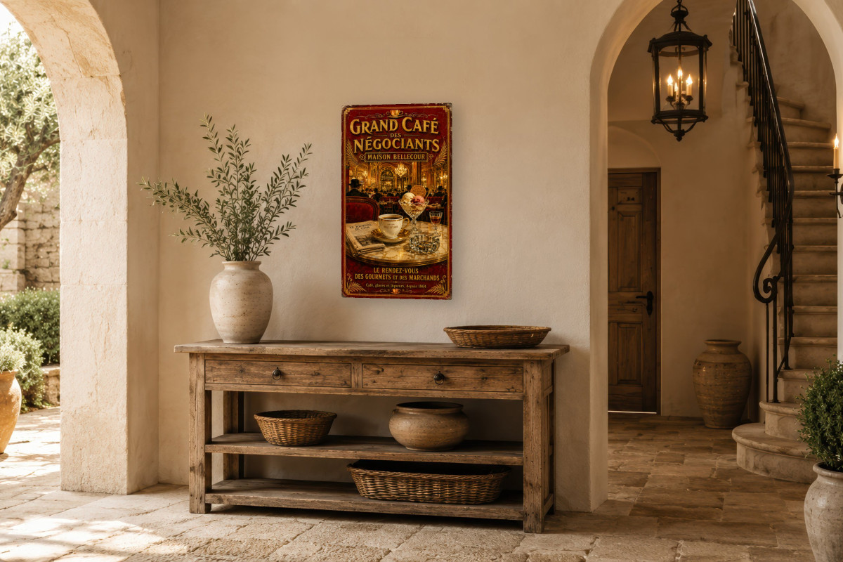 V01-24, Affiche vintage Lyon - Grand Café des Négociants - Maison Bellecour