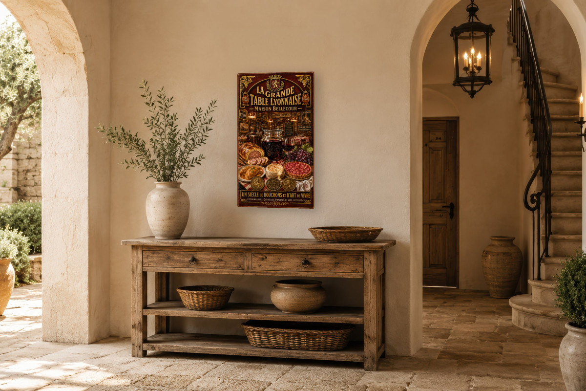 V01-24, Affiche vintage Lyon - La Grande Table Lyonnaise - Maison Bellecour