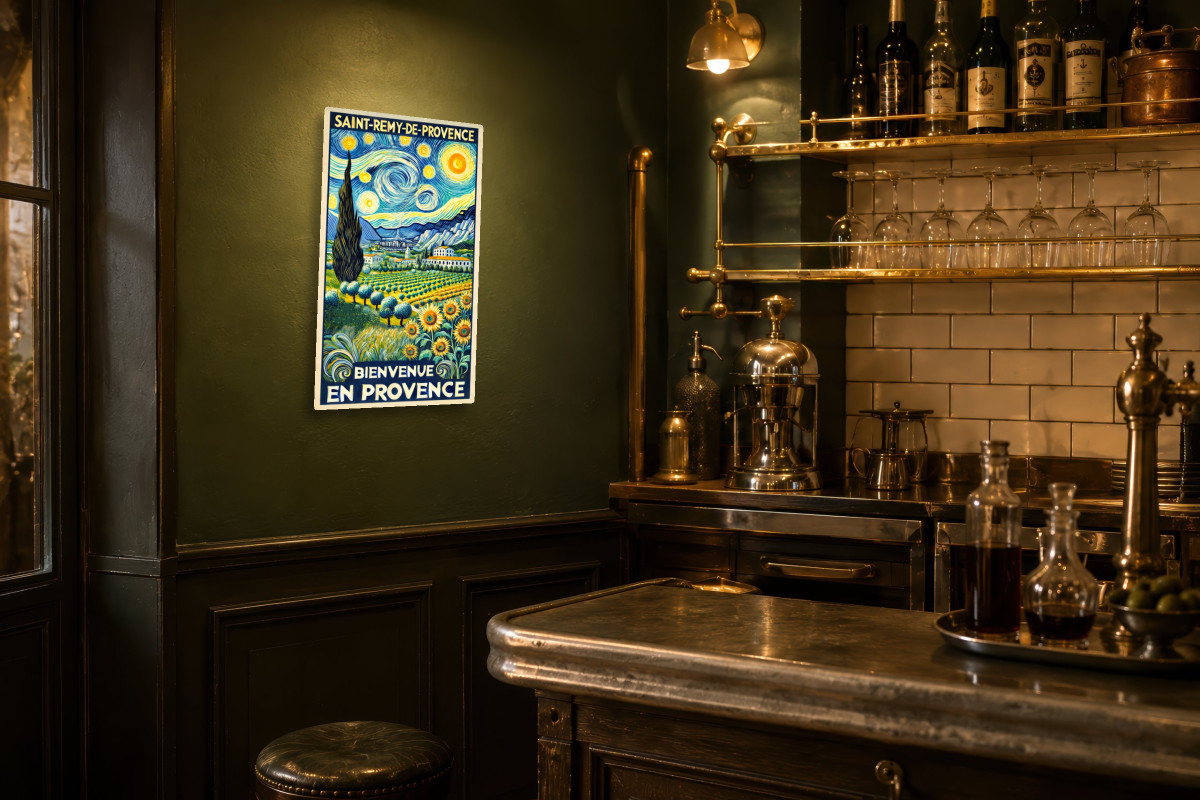 V02-02, Affiche vintage Provence - Saint-Rémy-de-Provence : Sous les Étoiles de Vincent