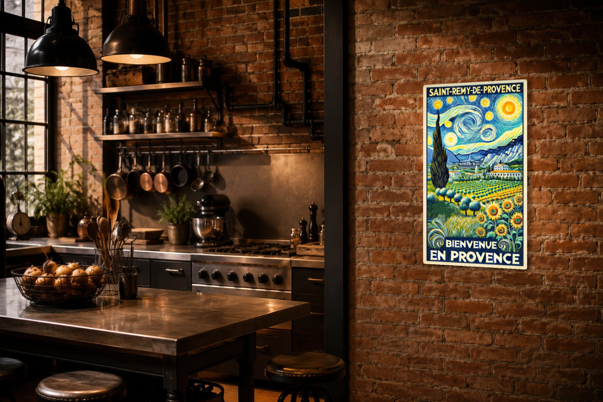 V02-03, Affiche vintage Provence - Saint-Rémy-de-Provence : Sous les Étoiles de Vincent