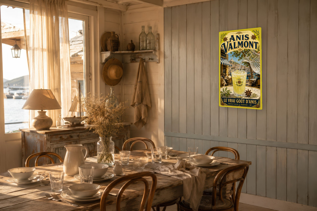 V02-06, Affiche vintage apéritif - Anis Valmont - Le Vrai Goût d’Anis