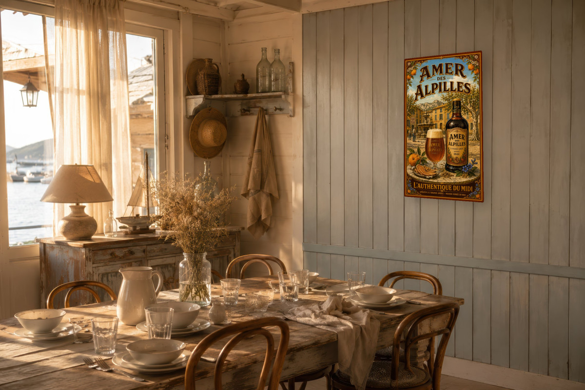 V02-06, Affiche vintage apéritif - Amer des Alpilles - L’Authentique du Midi