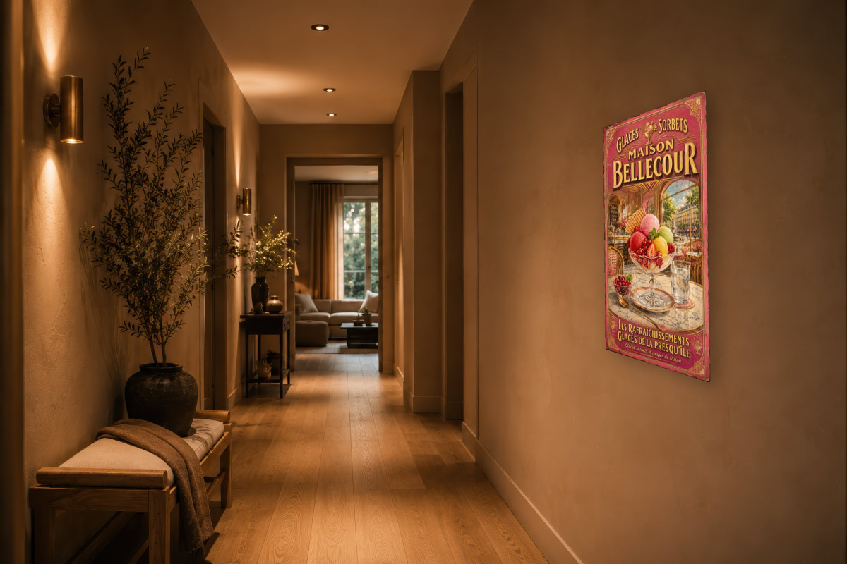 V02-12, Affiche vintage Lyon - Glaces & Sorbets - Maison Bellecour