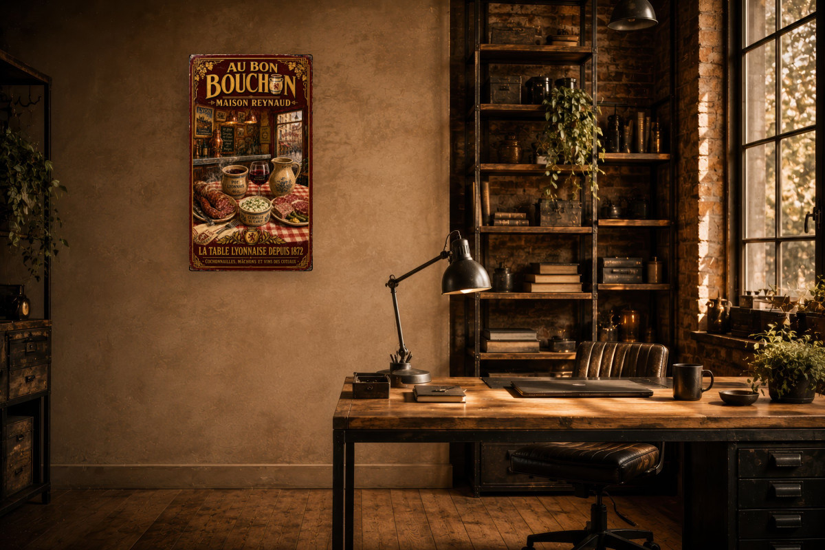 V02-15, Affiche vintage Lyon - Au Bon Bouchon - Maison Reynaud