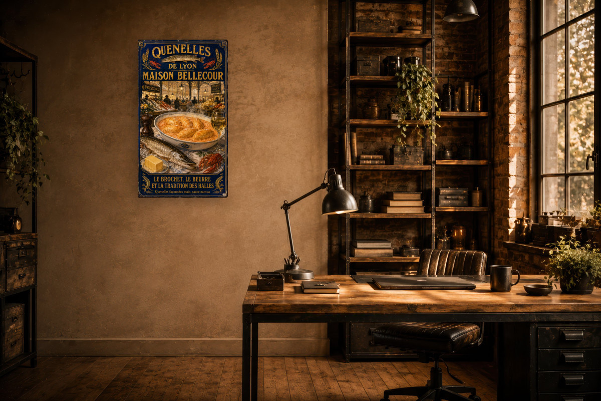 V02-15, Affiche vintage Lyon - Quenelles de Lyon - Maison Bellecour