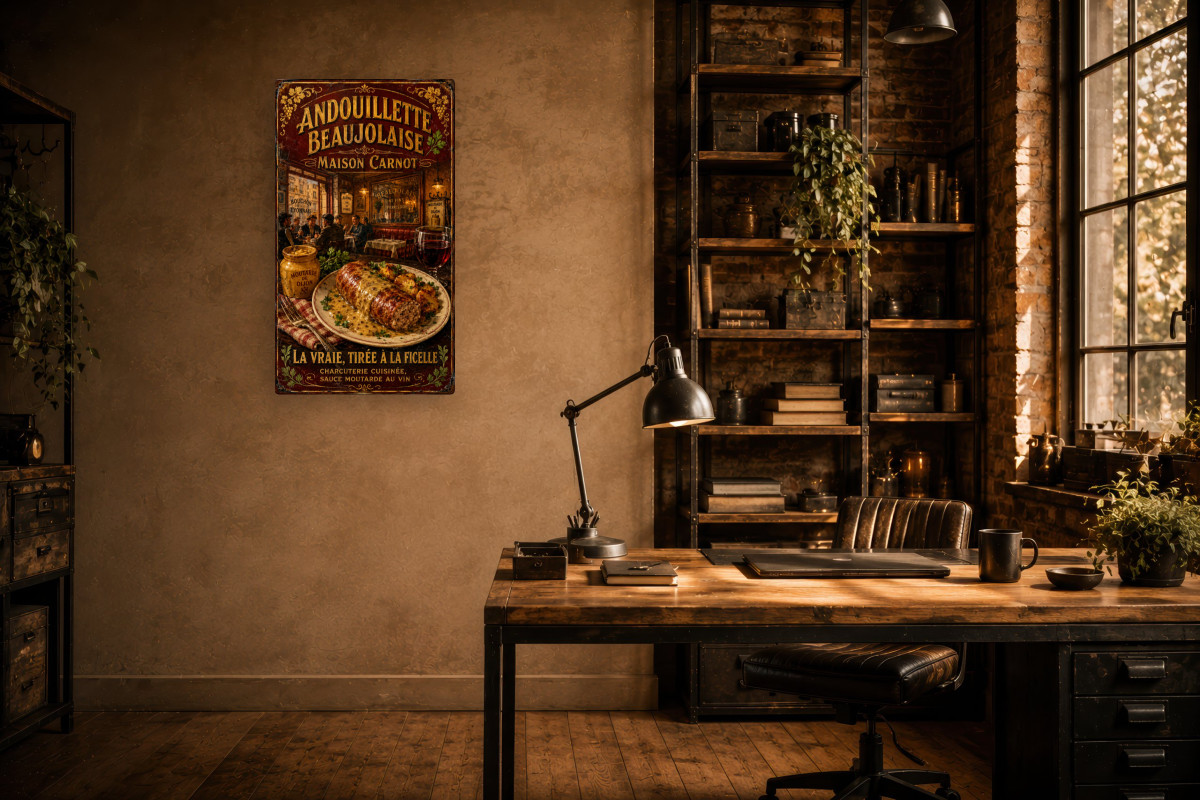 V02-15, Affiche vintage Lyon - Andouillette Beaujolaise - Maison Carnot
