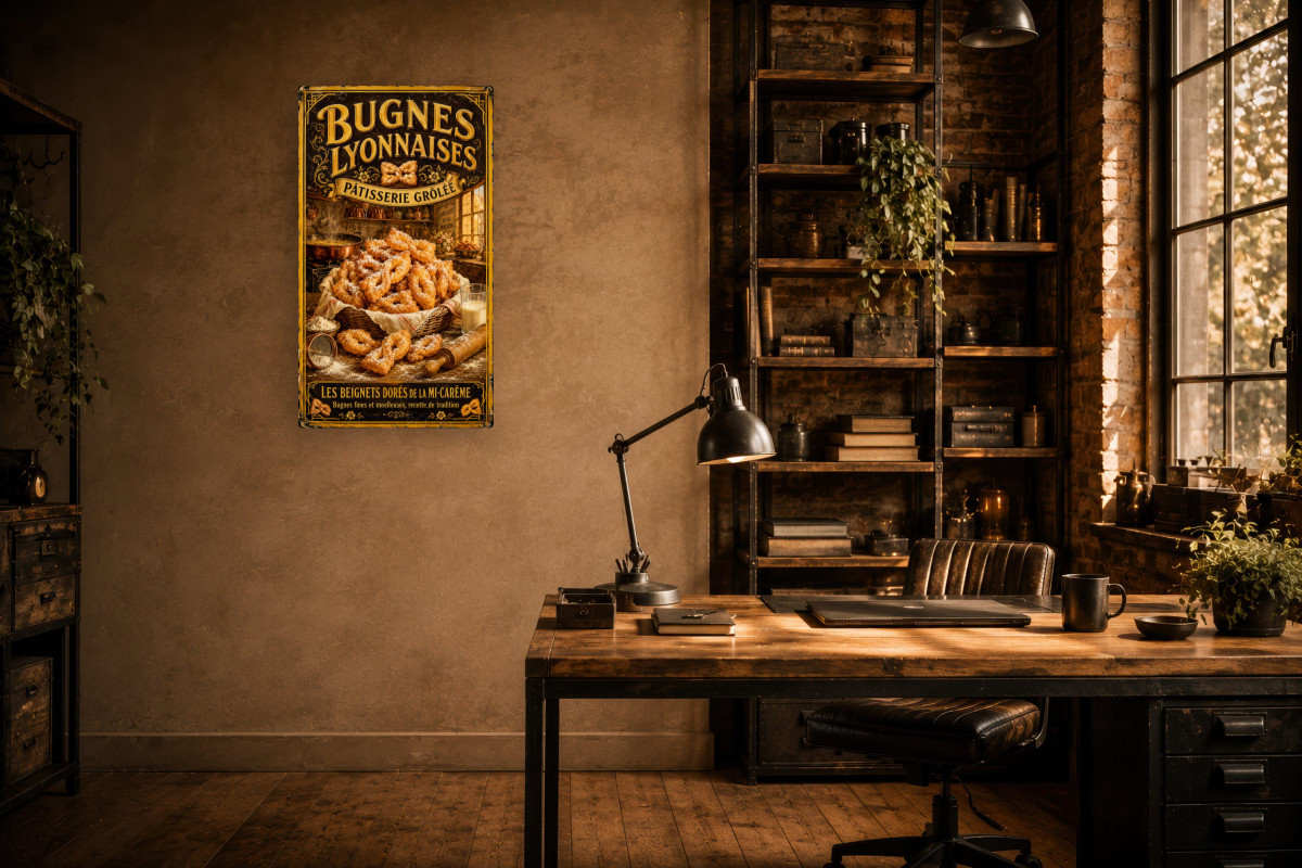 V02-15, Affiche vintage Lyon - Bugnes Lyonnaises - Pâtisserie Grôlée