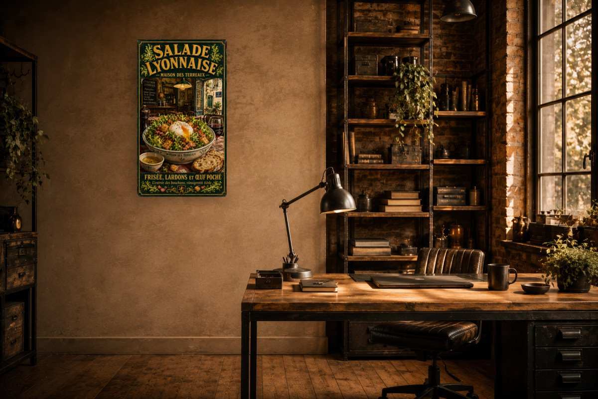 V02-15, Affiche vintage Lyon - Salade Lyonnaise - Maison des Terreaux