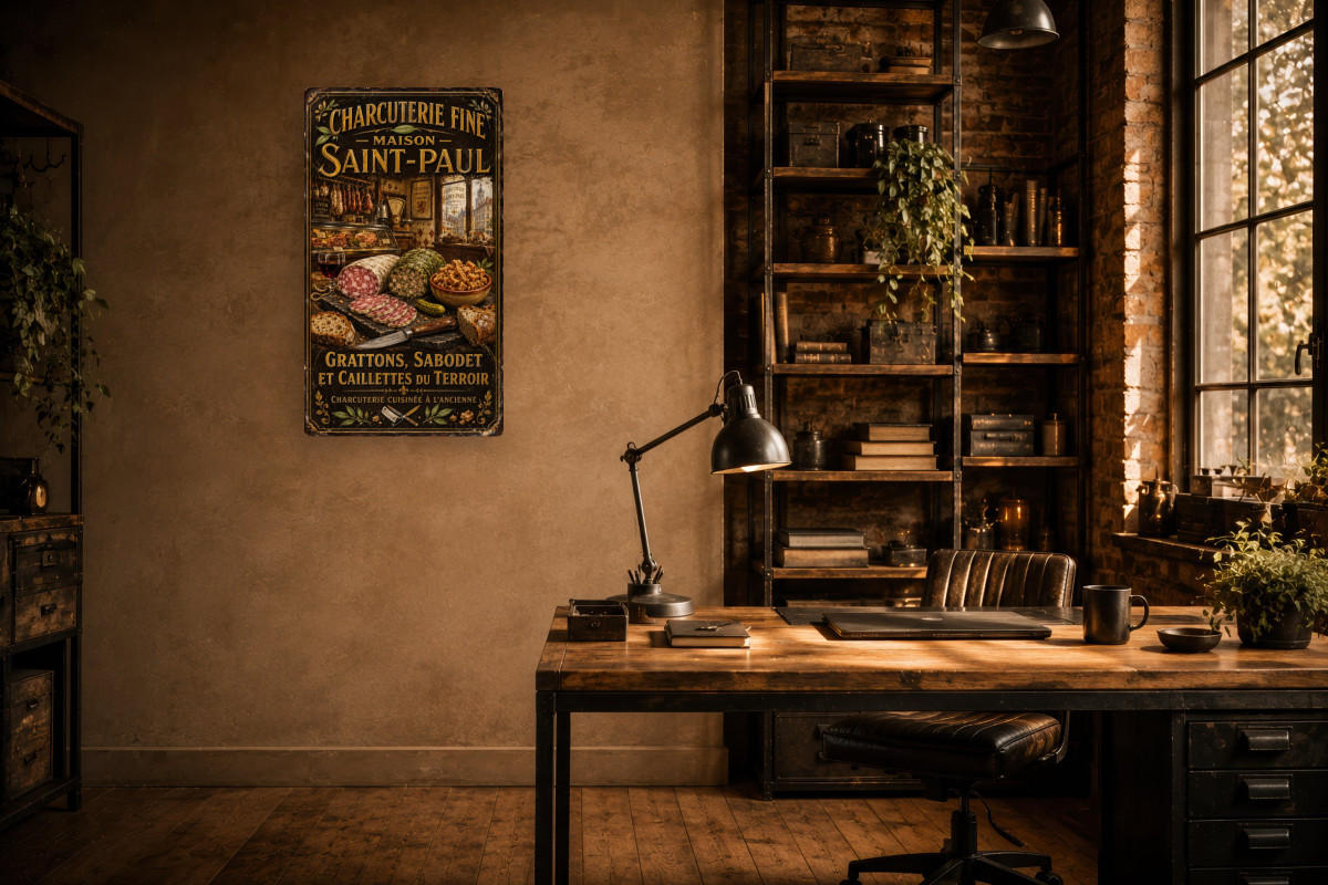 V02-15, Affiche vintage Lyon - Charcuterie Fine - Maison Saint-Paul