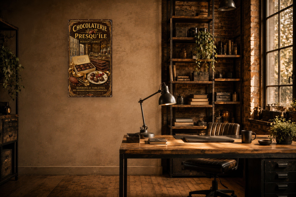 V02-15, Affiche vintage Lyon - Chocolaterie de la Presqu'île - Maison Carnot