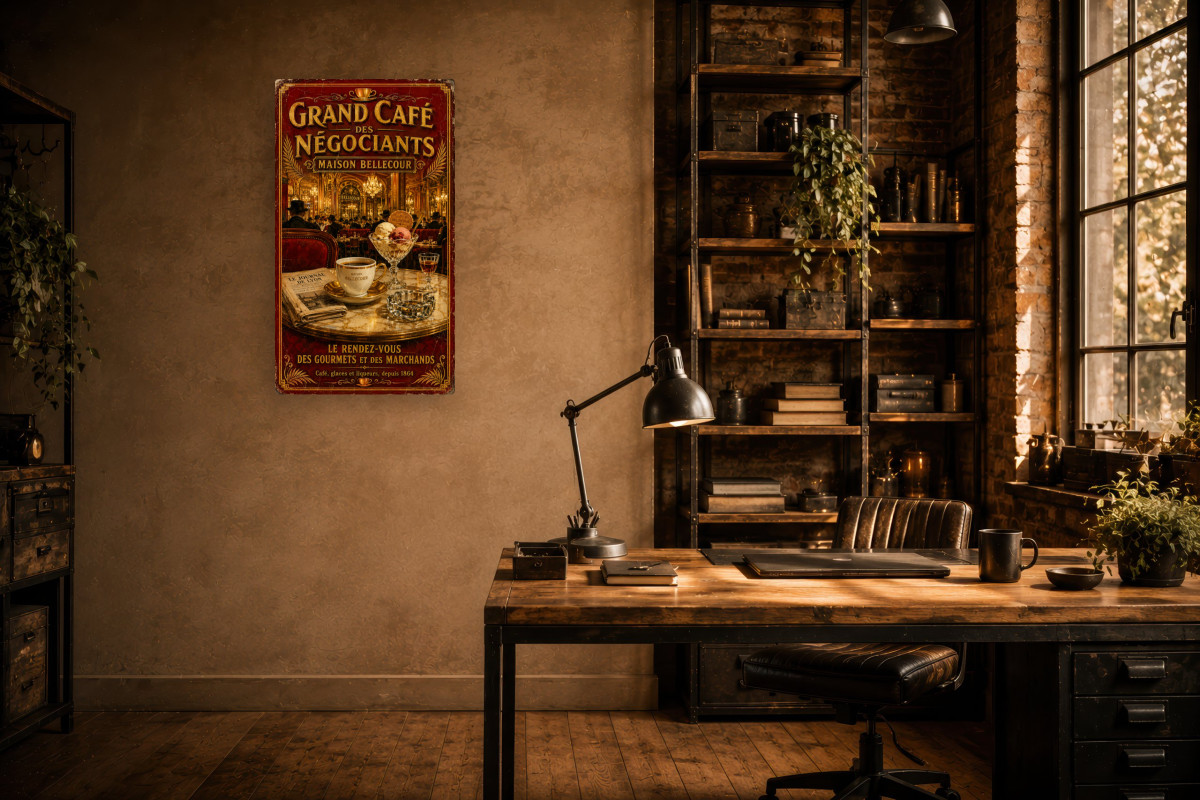 V02-15, Affiche vintage Lyon - Grand Café des Négociants - Maison Bellecour