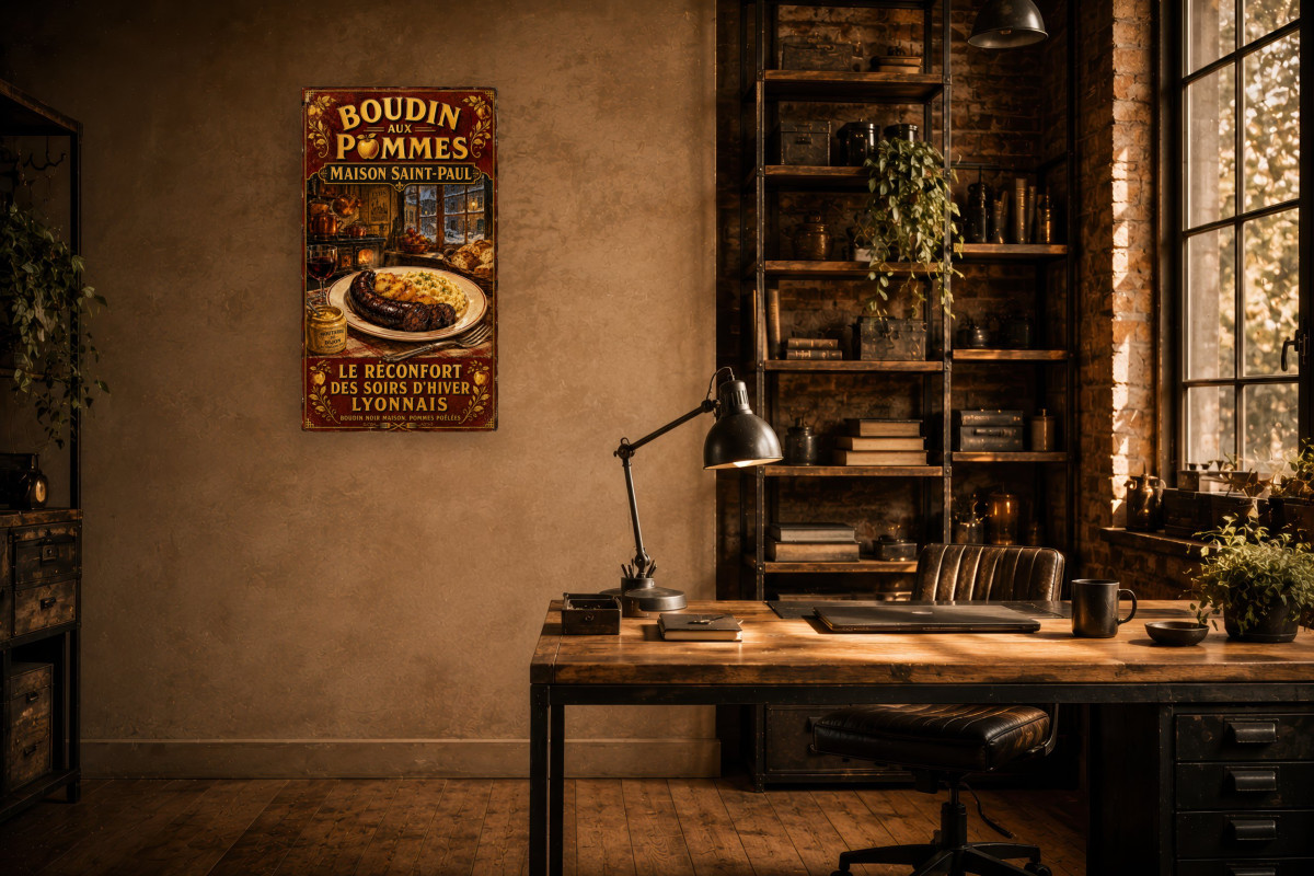 V02-15, Affiche vintage Lyon - Boudin aux Pommes - Maison Saint-Paul