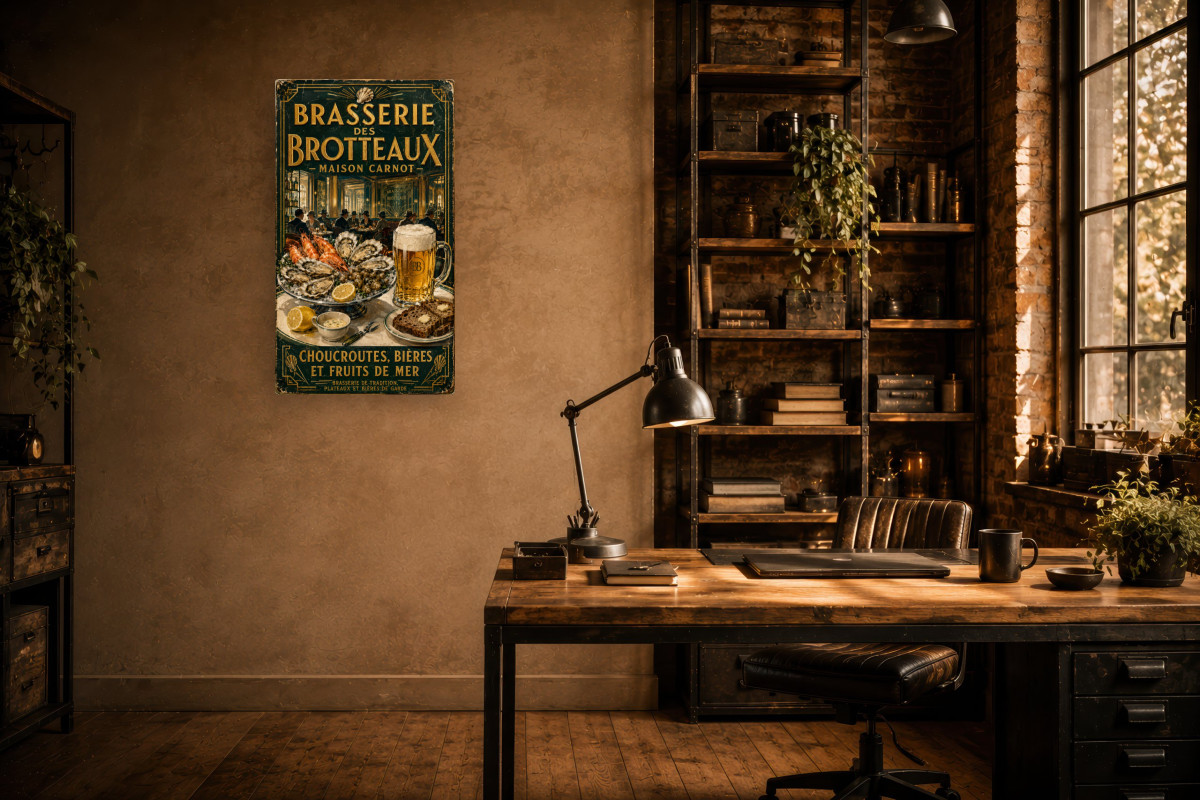 V02-15, Affiche vintage Lyon - Brasserie des Brotteaux - Maison Carnot