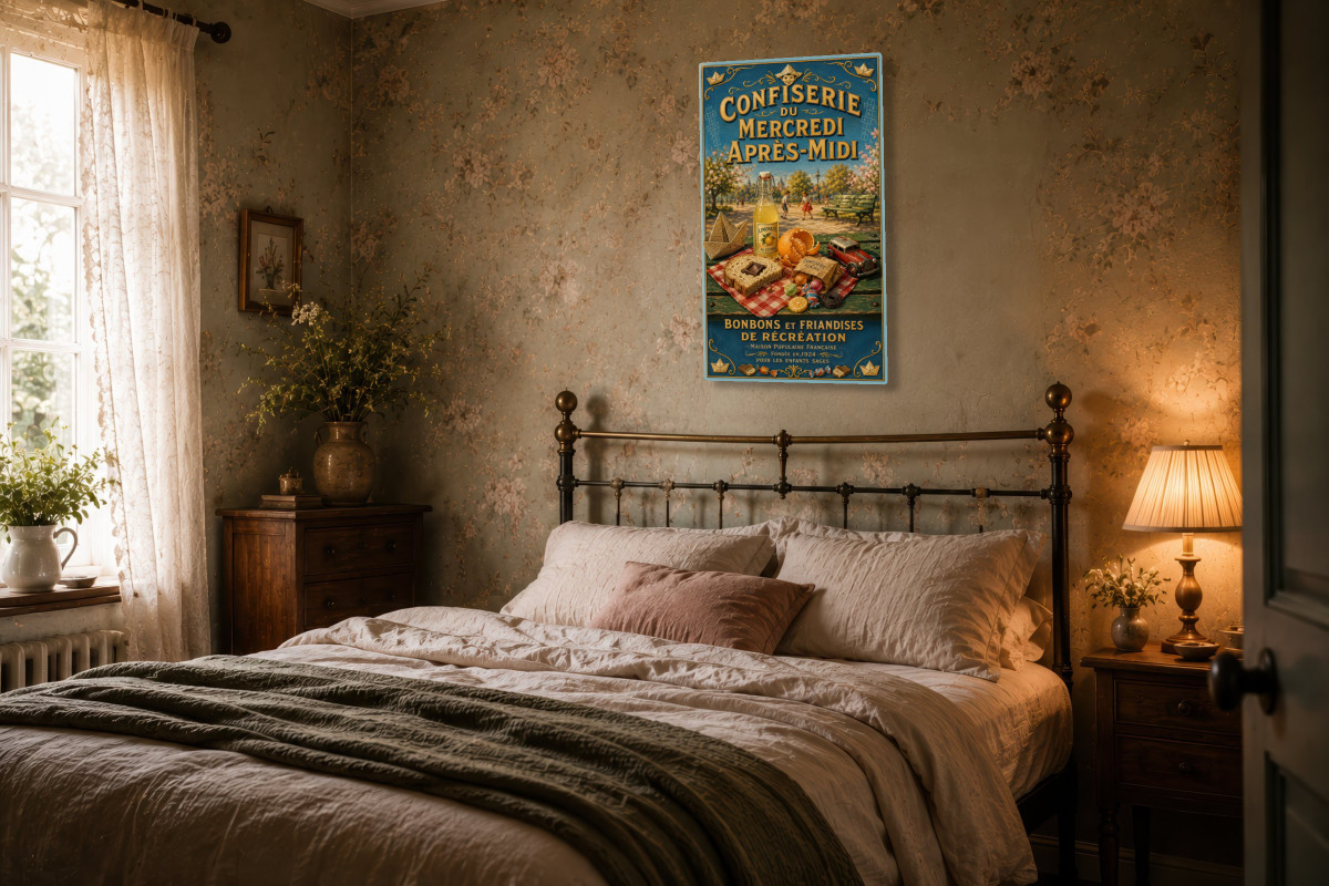 V02-16, Affiche vintage goûter - Confiserie du Mercredi Après-Midi
