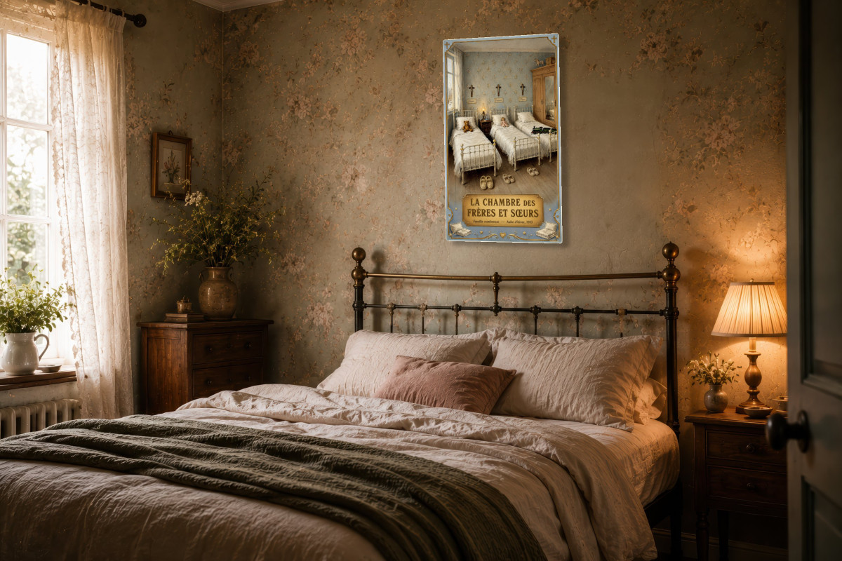 V02-16, Affiche vintage enfance - La Chambre des Frères et Sœurs